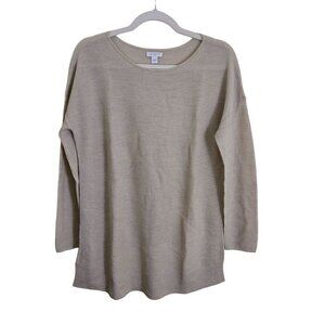 J. Jill Washable Merino Wool Boat Neck Lightweight Neutral Beige Tunic Size S
